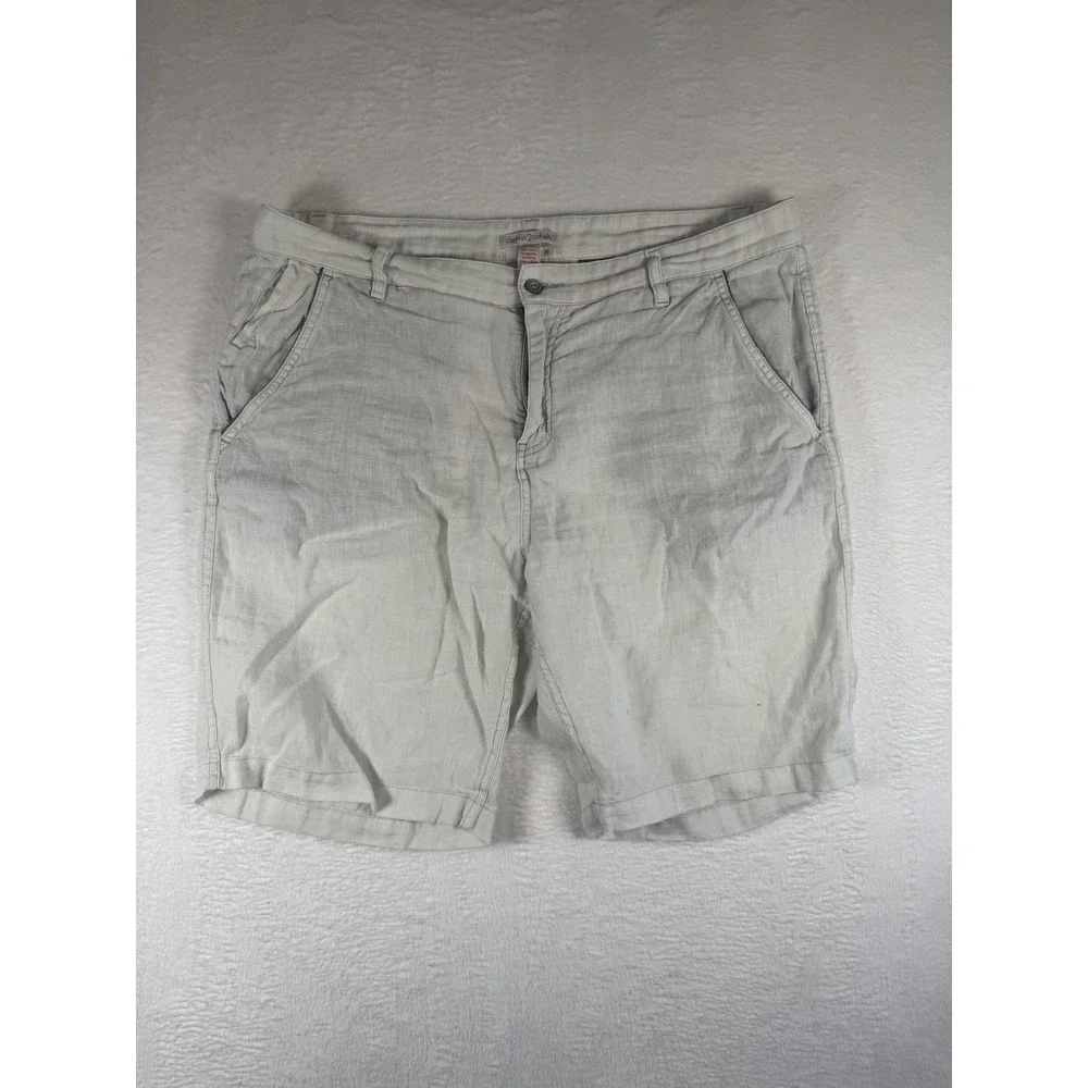 Carbon2cobalt Shorts Mens 35 White Linen Cotton Chino Lightweight Casual Summer‎